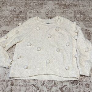 Aerie Cream Pom-Pom Sweater
